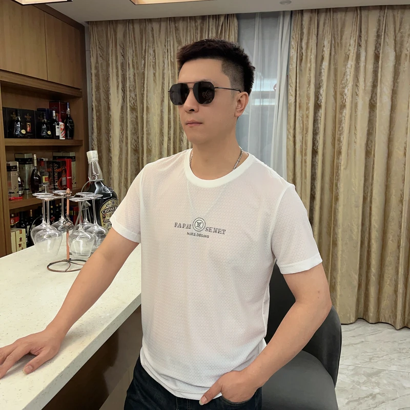 2025夏季男士新款潮流图案字母印花上衣时尚短袖T恤高品质6003