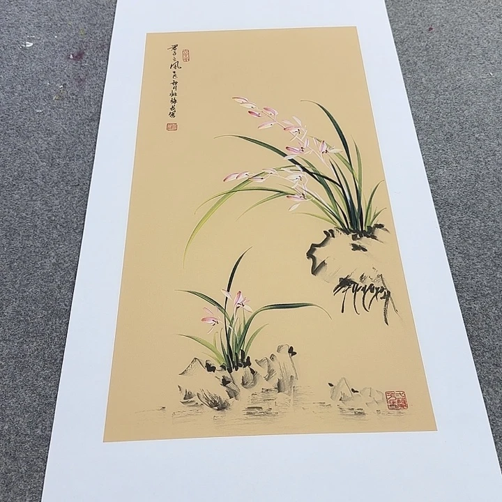 国画国画立体兰花