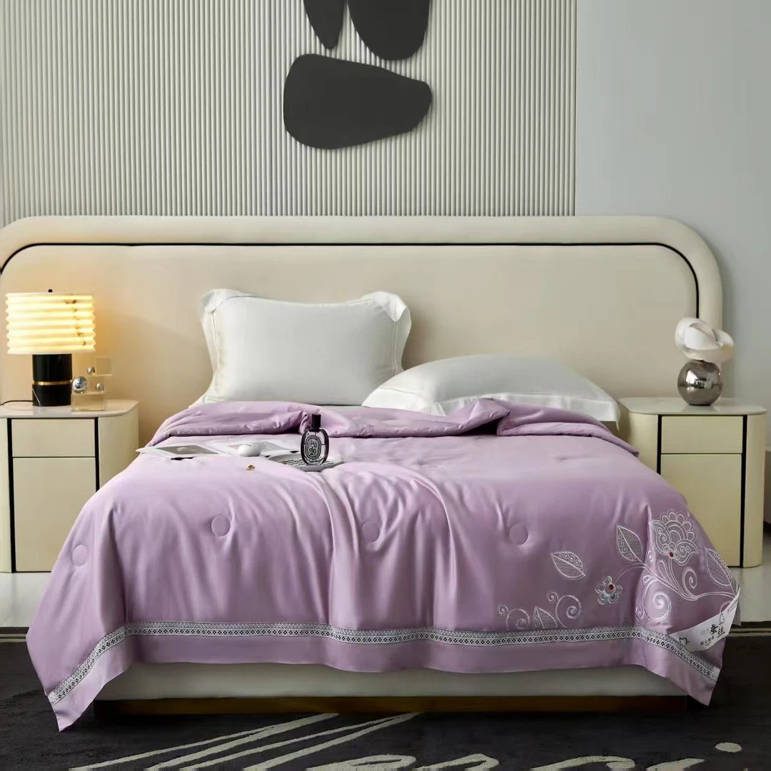 【月亮轻奢】高端超柔加密莱赛尔混纺镂空蚕丝夏被-罗伊/紫/3-4斤