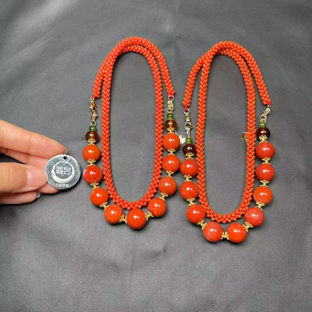 翡昱-N21-38582-627-南红珠链颈饰/多样性发其一