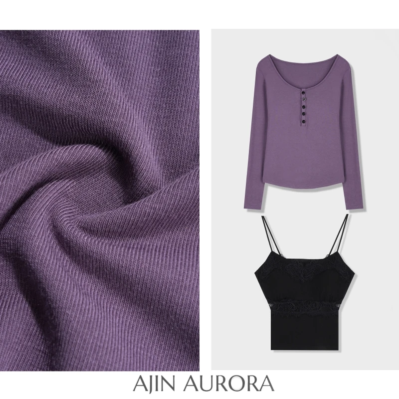 【新春秀场】小性感蕾丝拼接吊带修身显瘦两件套长袖T恤 - A7