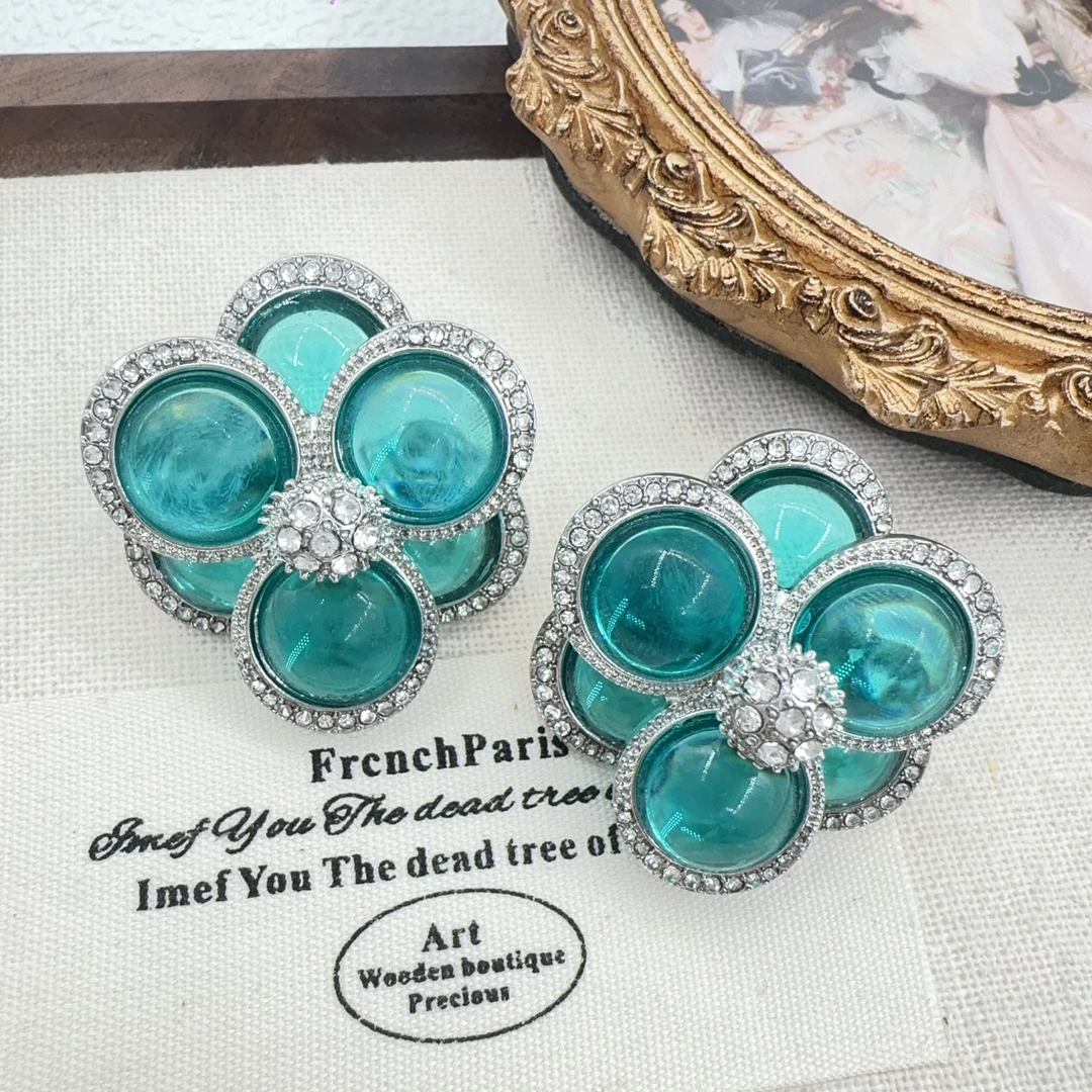 合金亚克力耳饰 2480 气质时尚百搭简约百搭蓝色古风小众耳饰