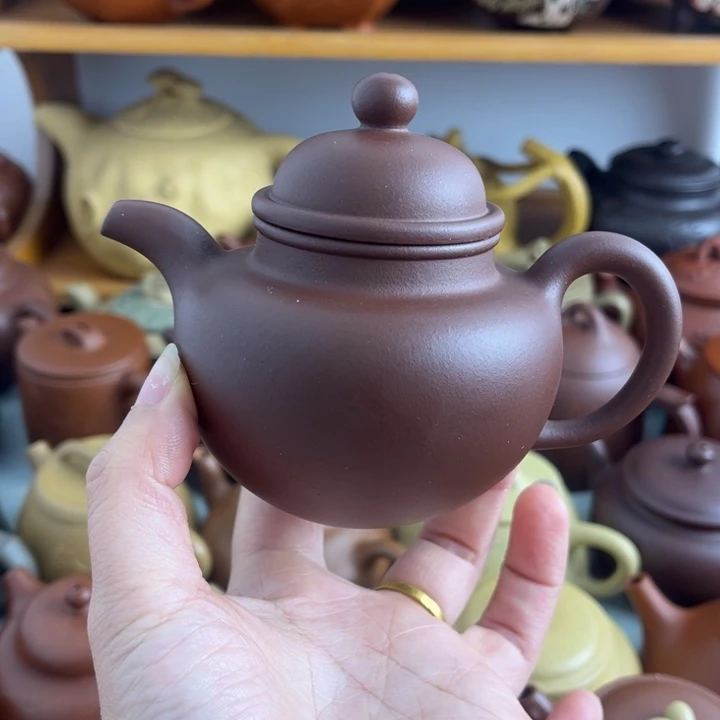 紫砂茶壶180cc紫泥半手