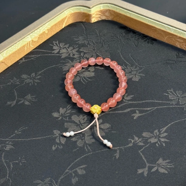 【花前序】天然南红冰粉四叶草银配手串L750