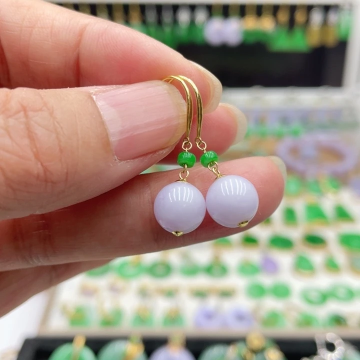 翡翠18K金镶嵌耳饰