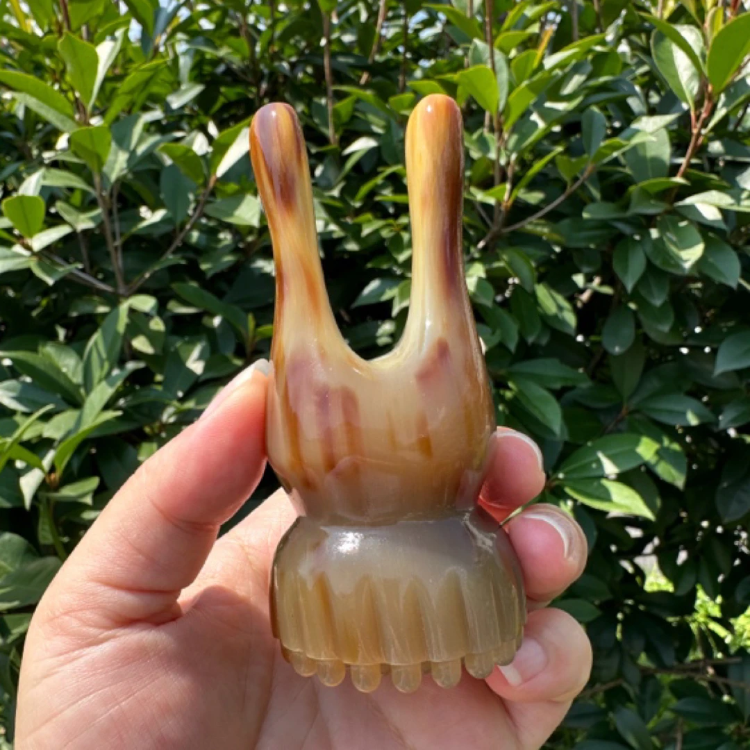 精品牦牛角兔子莲蓬多珠按摩梳