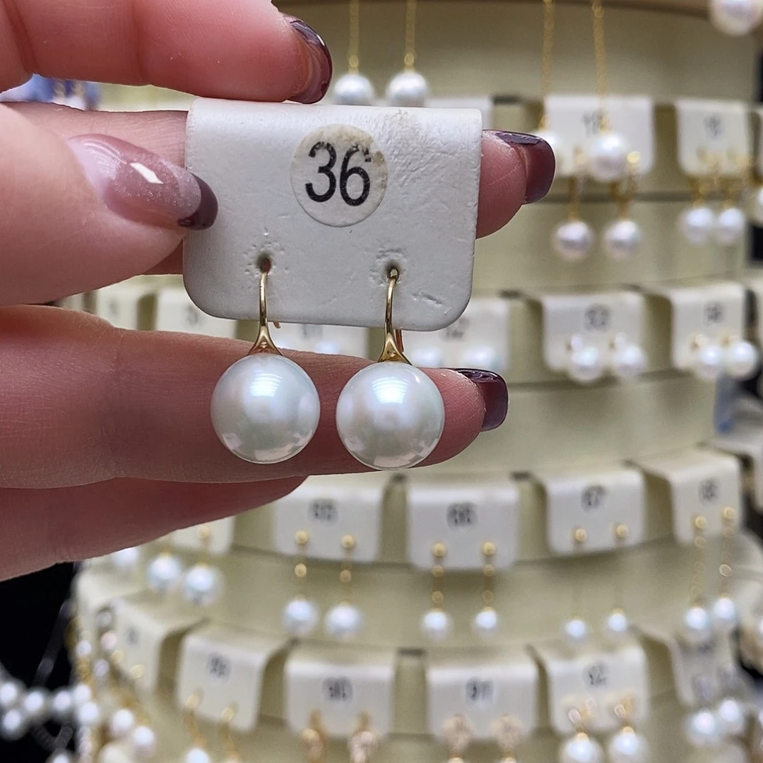 淡水珍珠耳饰18K金镶嵌