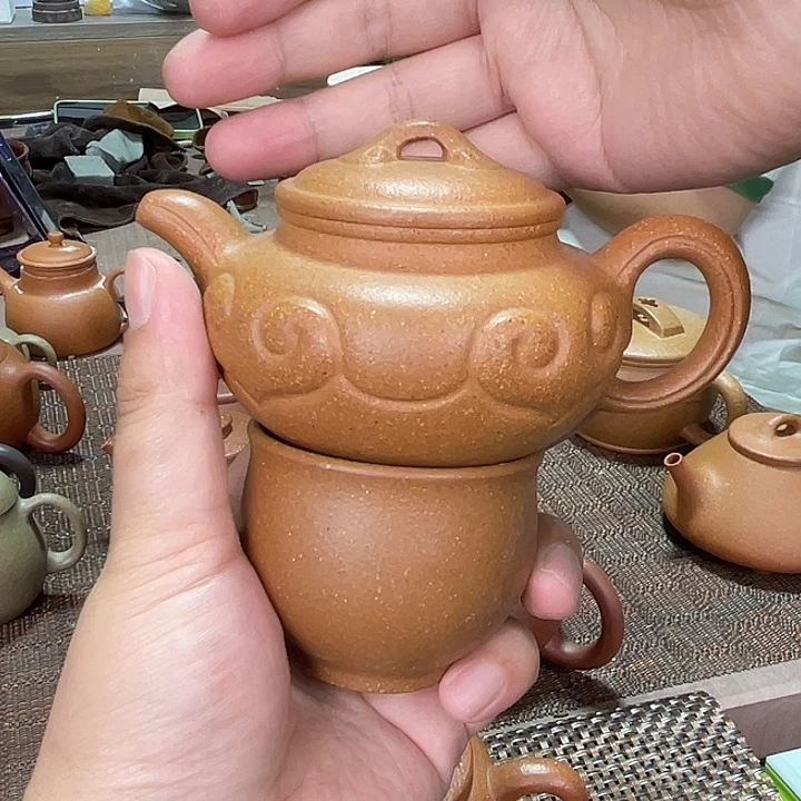 茶壶紫砂?**?宜兴紫砂壶仿古如意孤品