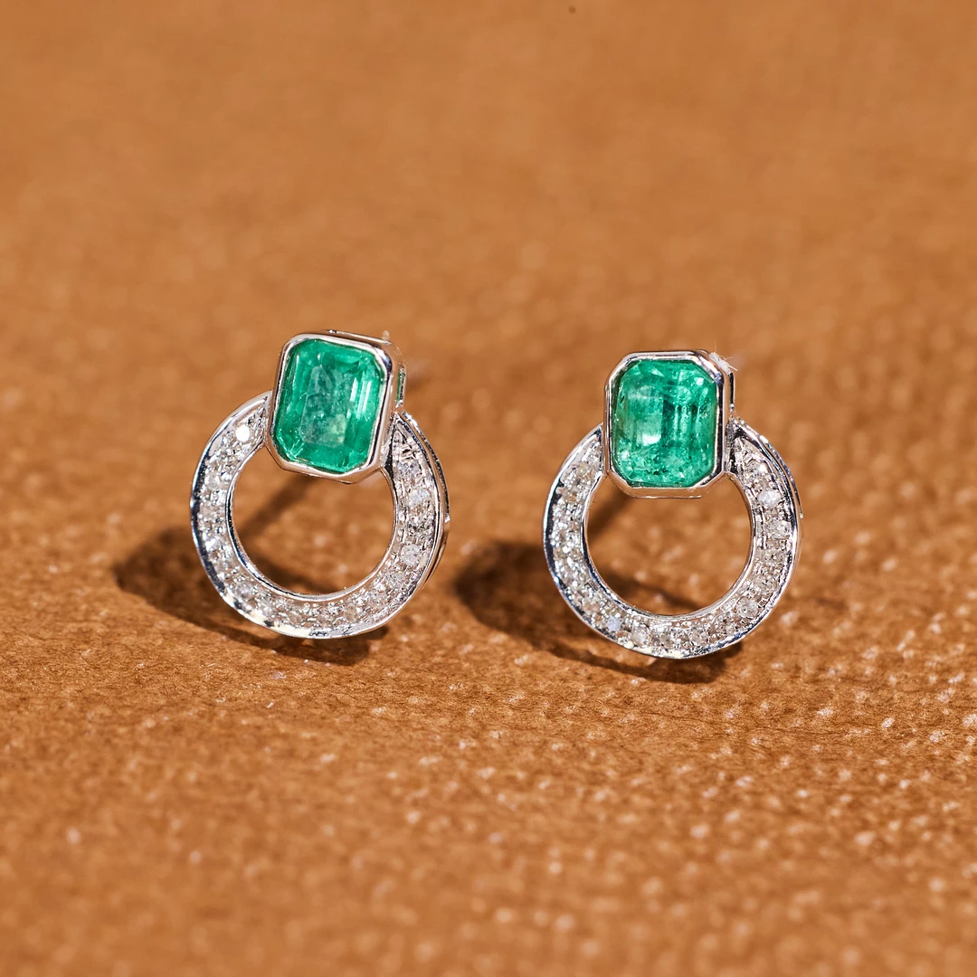 非遗好物分享【歪歪】祖母绿耳钉*18K金镶嵌XB-U8214