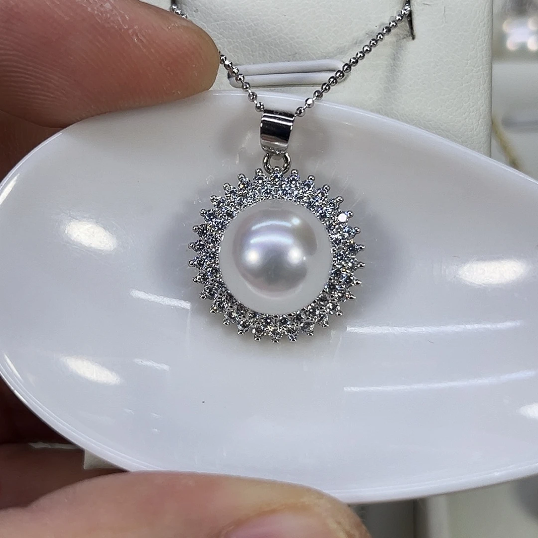 银S925镶嵌淡水珍珠颈饰