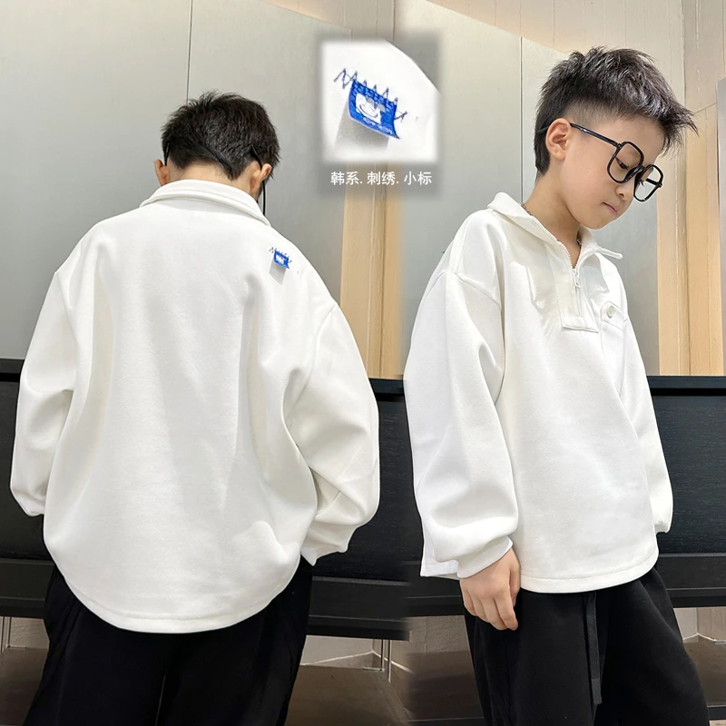 【实体品质】男童翻领卫衣春秋款2025新款秋装上衣韩版痞帅风洋气潮
