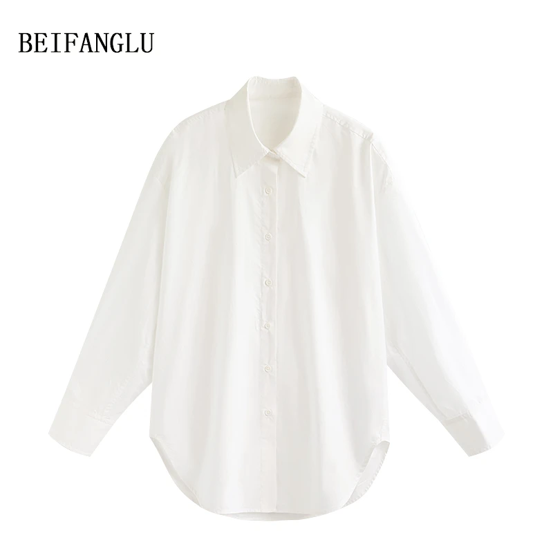 【微瑕款，介意勿拍】气质休闲宽松女士外穿白衬衫25826