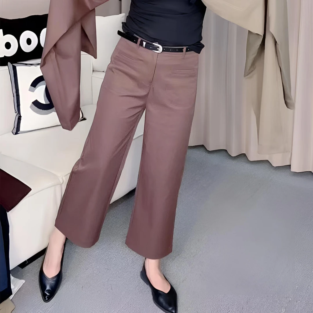 南韩法棍西裤2025早秋新款九分裤高腰宽松显瘦时尚百搭直筒裤裤子