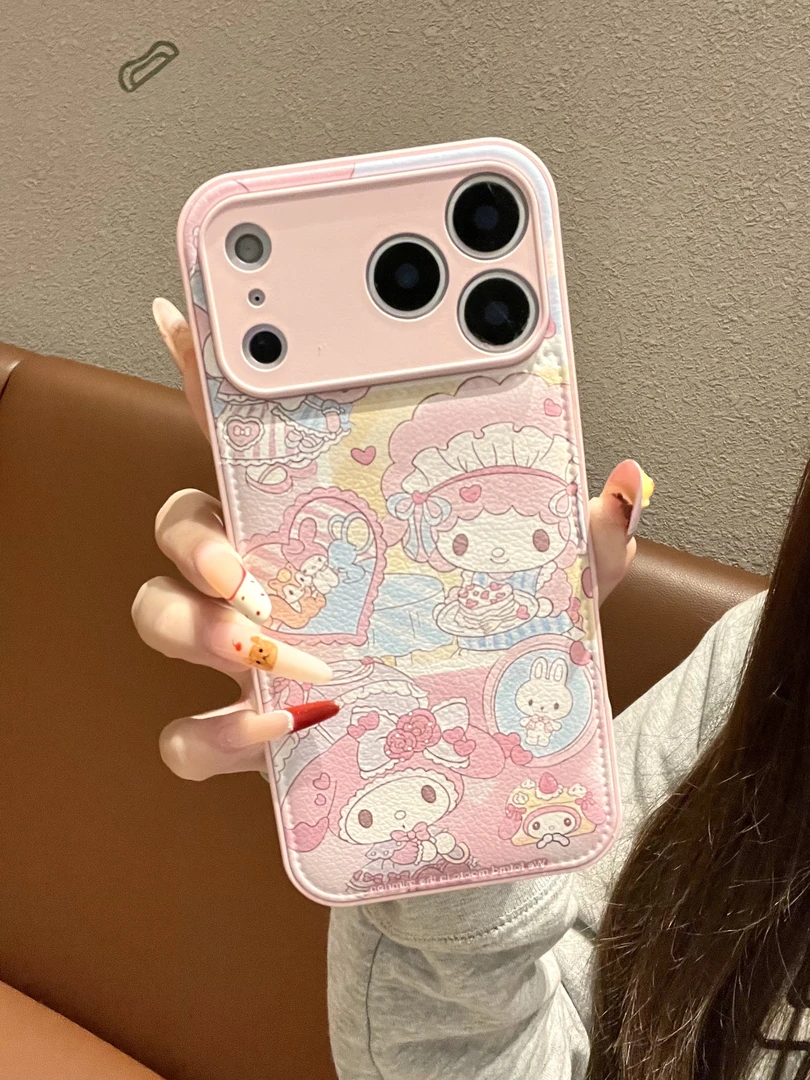 可爱美乐蒂皮纹鼓包壳适用苹果17/华为/荣耀/小米/防摔手机壳