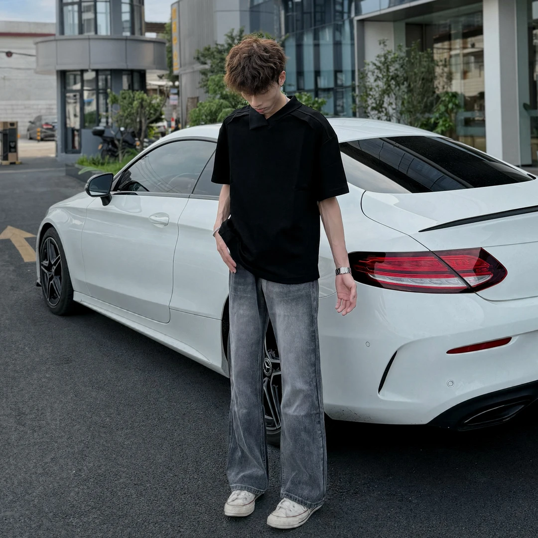 邱XG【巴家熔岩灰】bootcut系列男春季美式高街微喇牛仔长裤ins