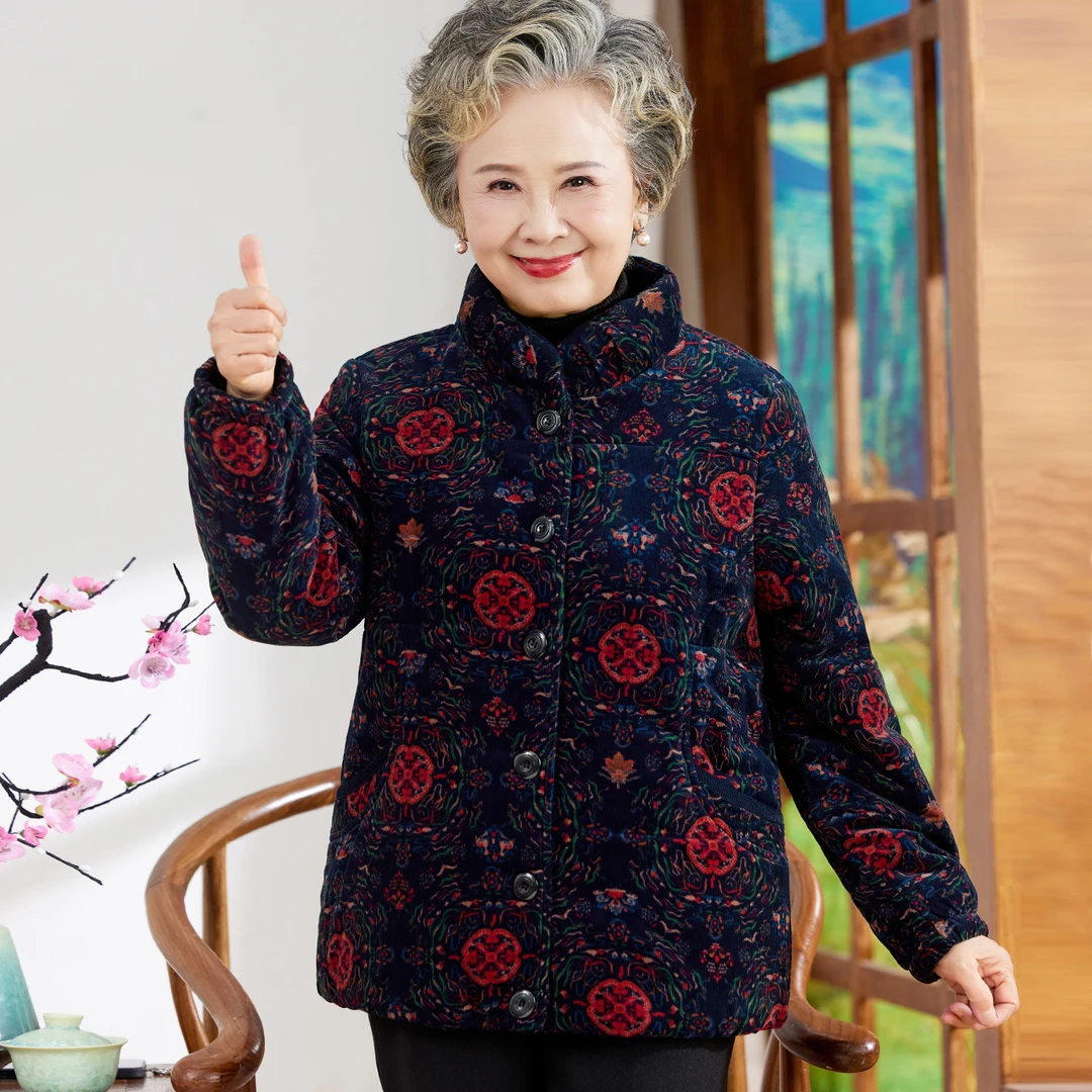 老太太纯棉外套奶奶冬装休闲棉衣70岁80老年人棉袄女妈妈保暖棉服