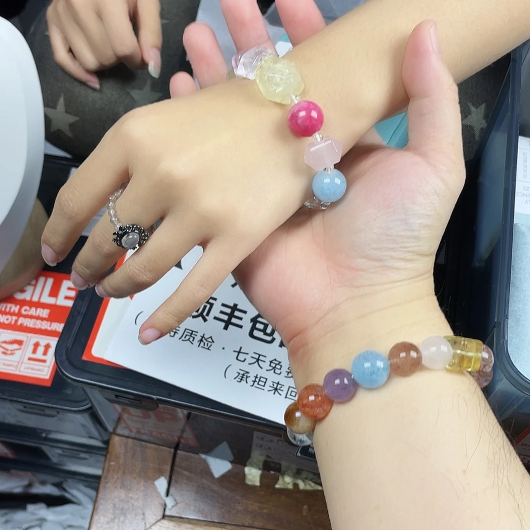手串黄晶银S925镀金镶嵌