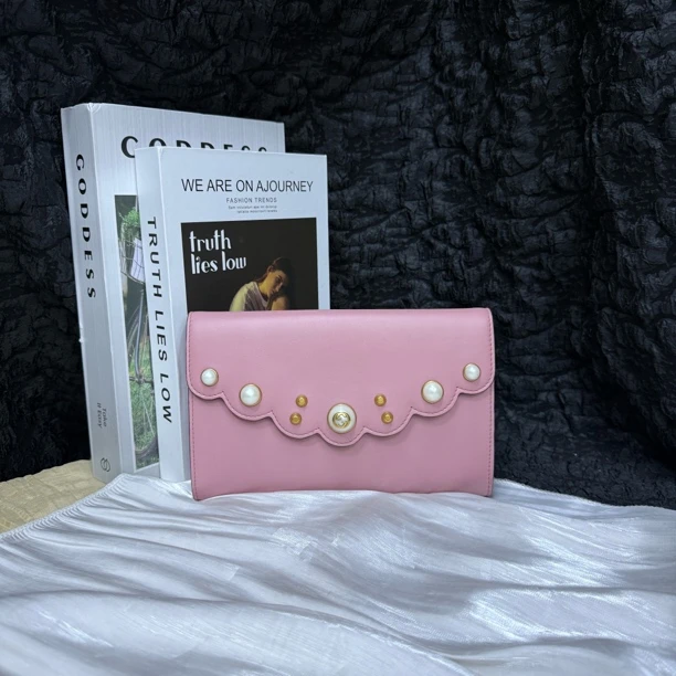 95新 GUCCI/古驰 古驰粉色小号woc手拿包晚宴包