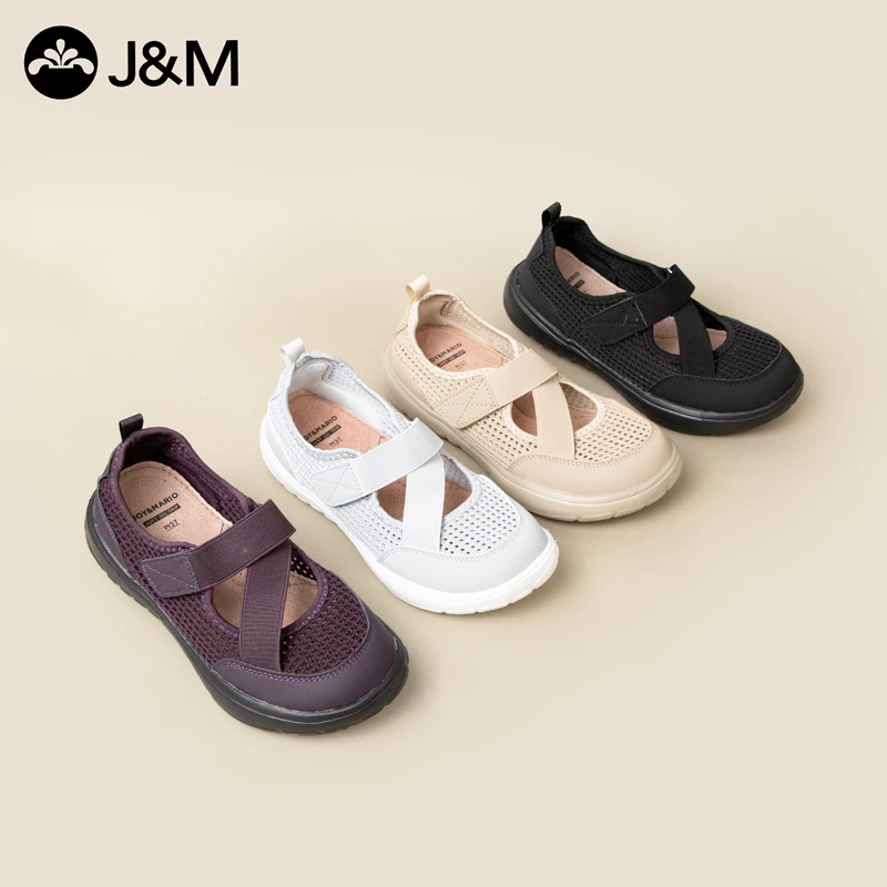 J&M/快乐玛丽夏季中老年纯色厚底民族风平底布鞋女鞋软底镂空230