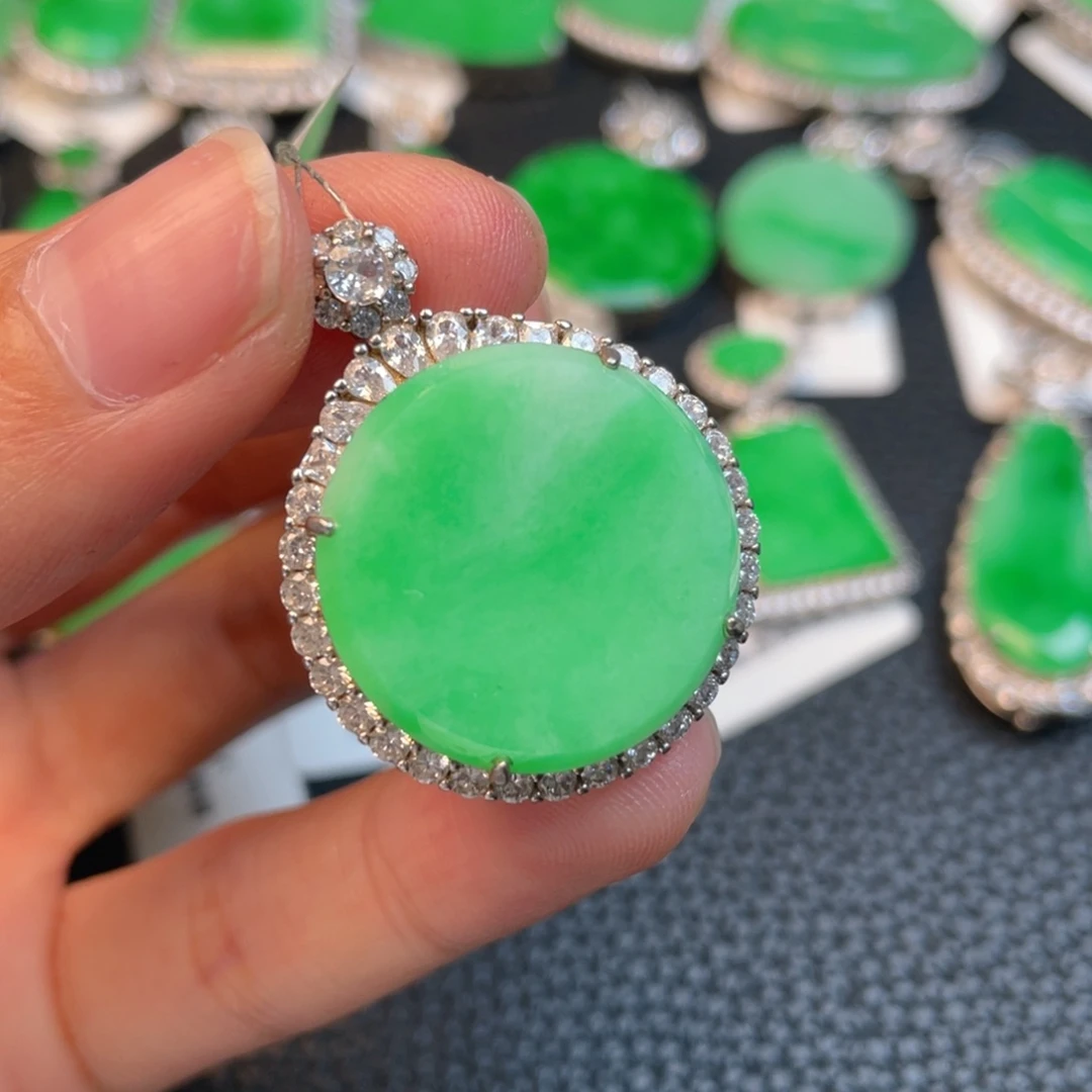 翡翠银S925镶嵌吊坠(不含链)