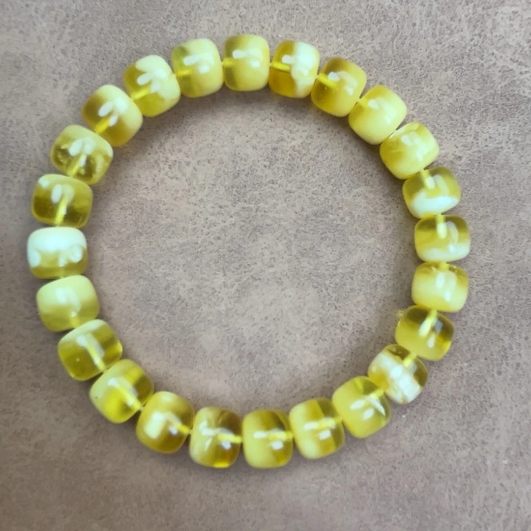 蜜蜡未镶嵌手串纯天然俄料金白聚宝盆9.5*8.5腕口17+