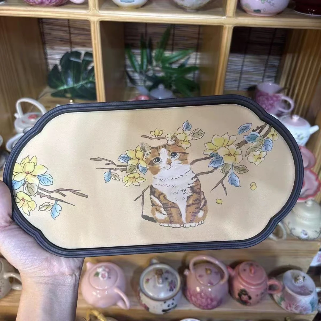 黄花萌猫速干茶盘壶垫新中式功夫茶具小型茶台 0808