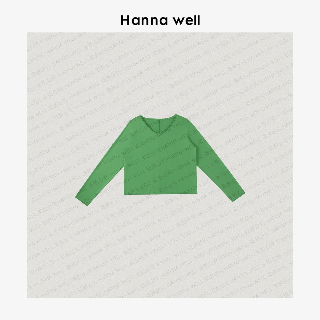 妞墩自制 "彩笔T"25夏 美极了 松弛拉满小卷边V领T恤 TX5A03103