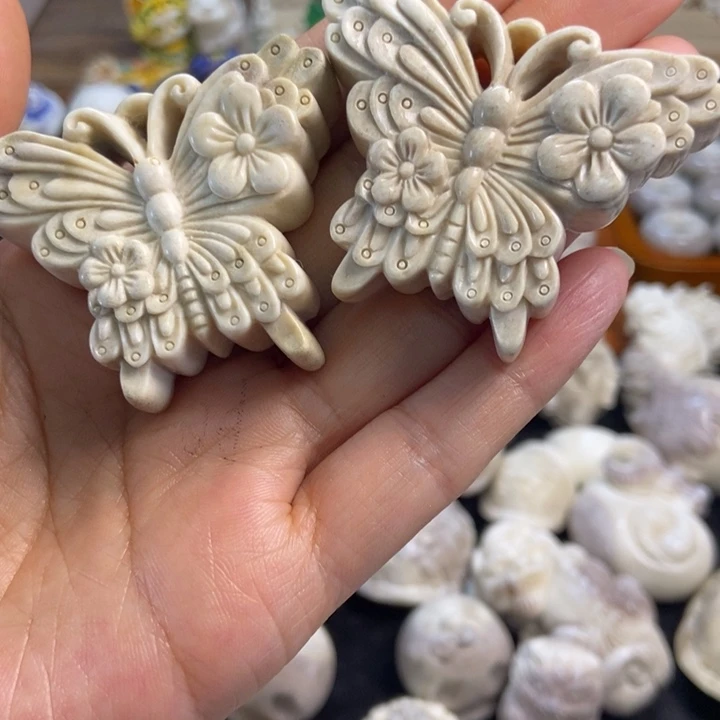 千***魄配饰鹿角雕刻一对出