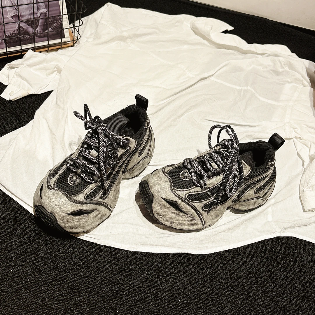 东大门~复古内增高真皮老爹鞋女2025秋新款甜酷休闲鞋ins风运动鞋