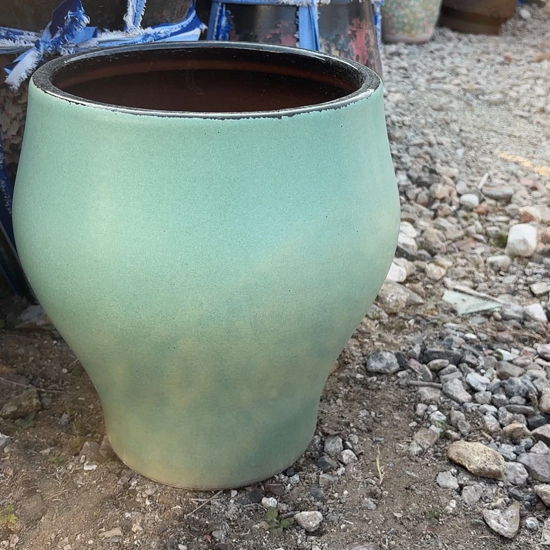 花盆紫砂豆绿色大号一个口25高32