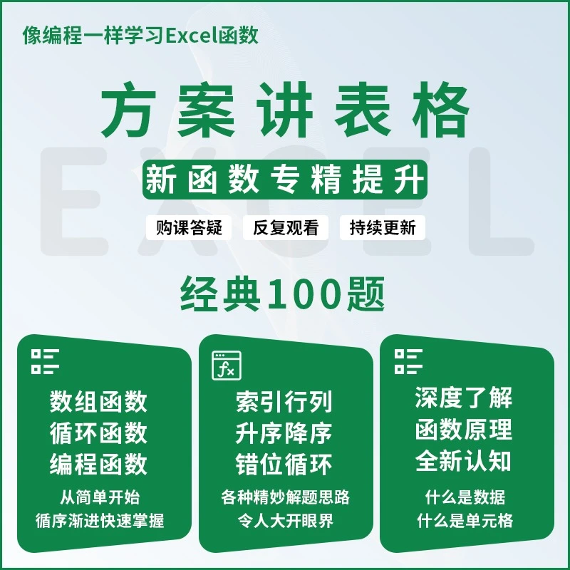 方案Excel新函数专精提升(点击短信链接学习课程)