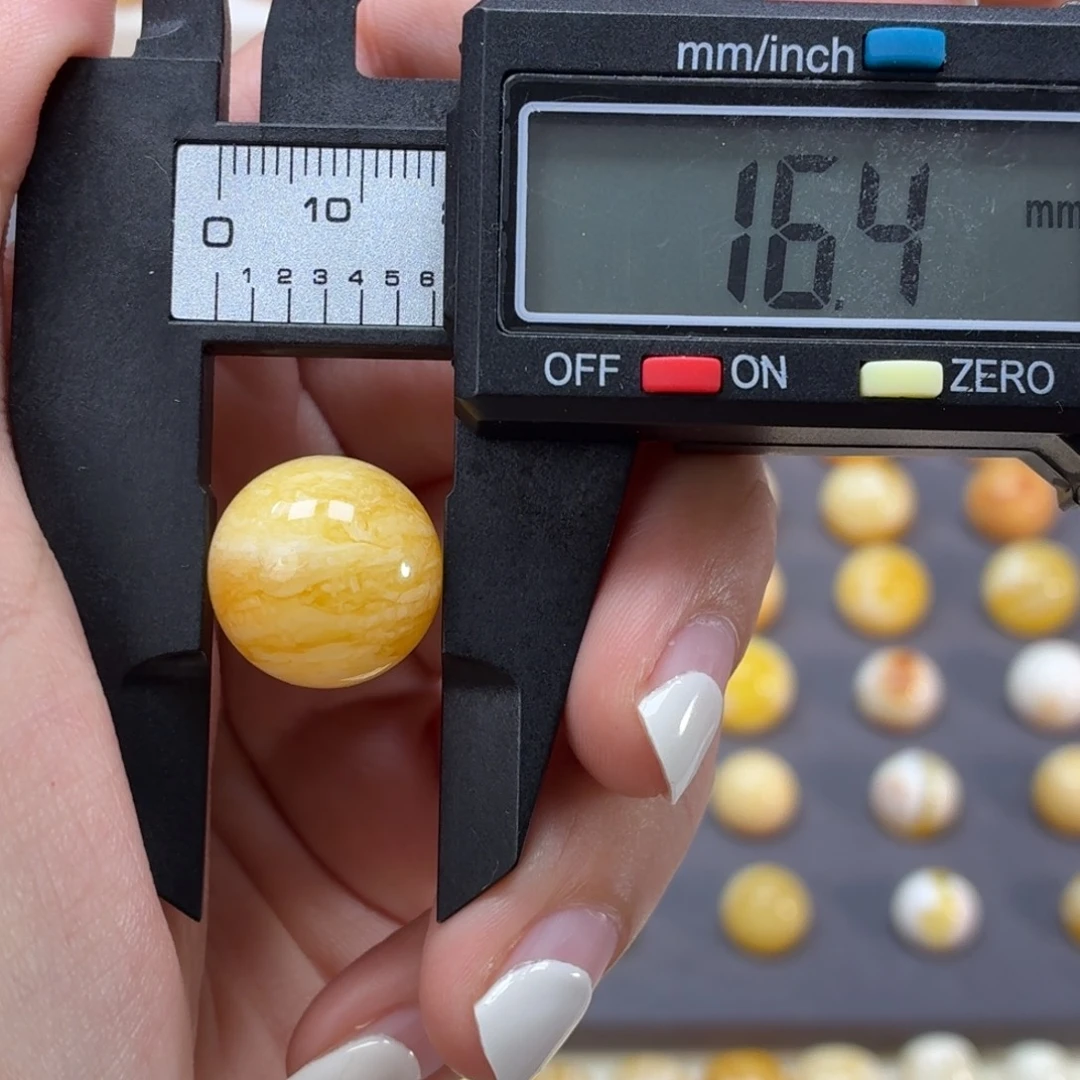 琥珀未镶嵌裸石焦皮千层雪虎皮纹16.4mm