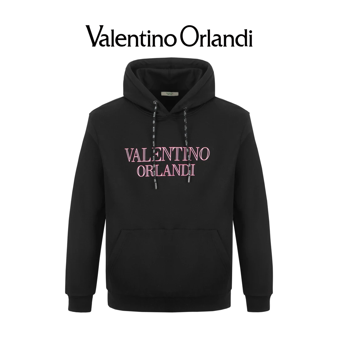 Valentino orlandi男士秋冬B版时尚百搭字母印花加绒连帽卫衣