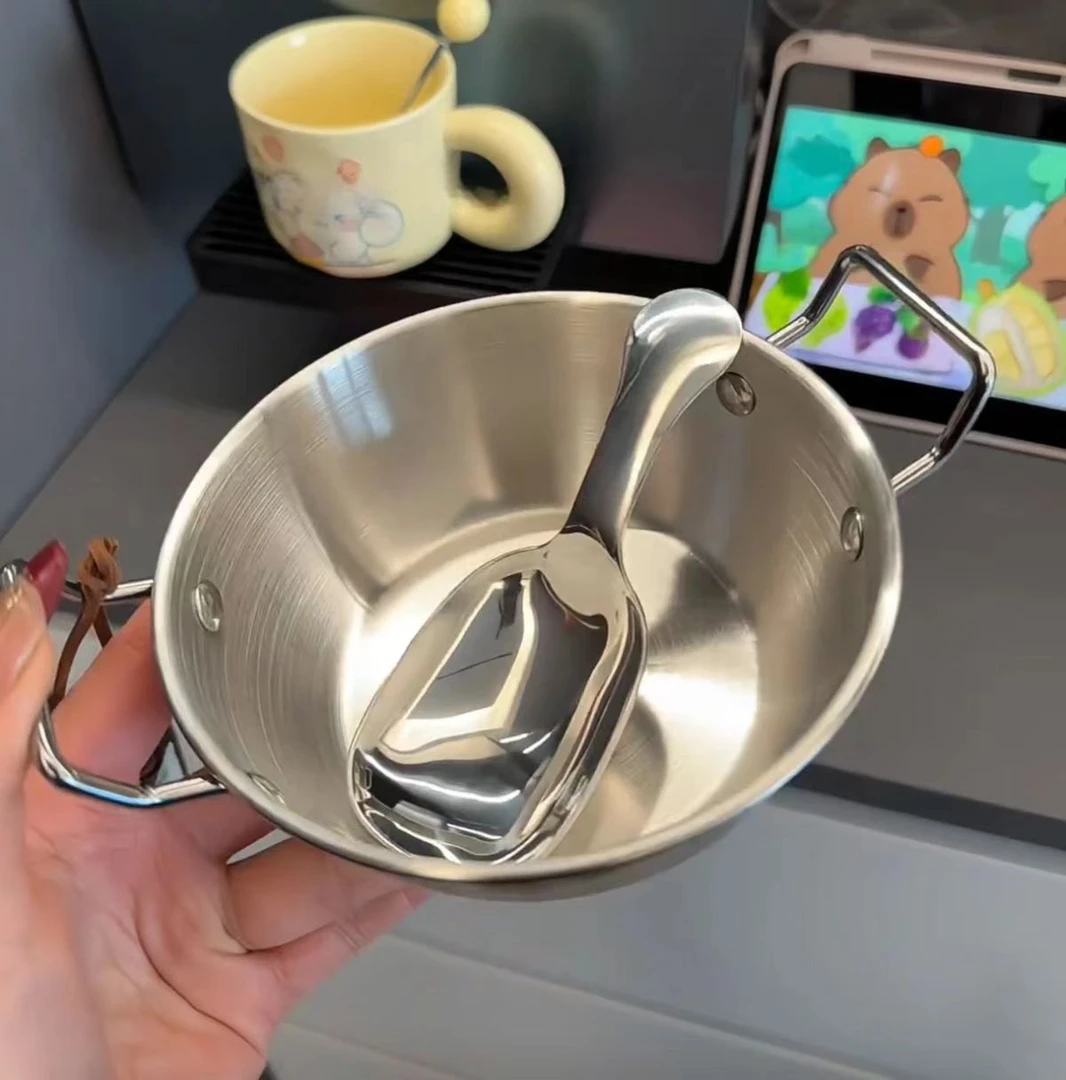 超萌SUS304不锈钢碗勺母婴辅食双耳碗小熊茶叶勺咖啡豆勺子配件