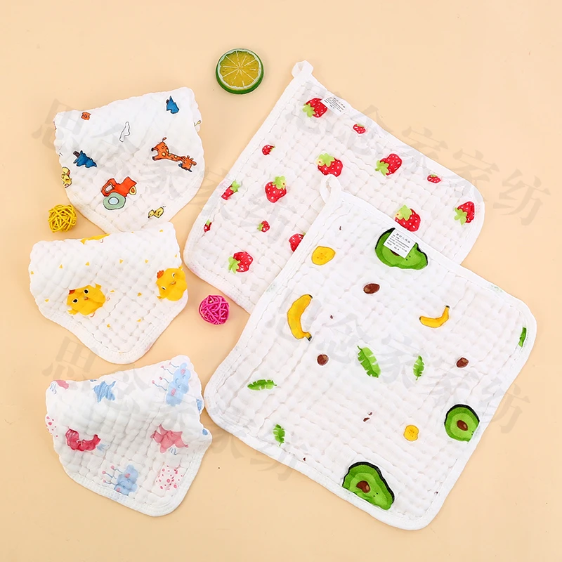 （6条装）25*25包边款纯棉六层一体母婴A类泡泡纱方巾口水巾婴幼儿