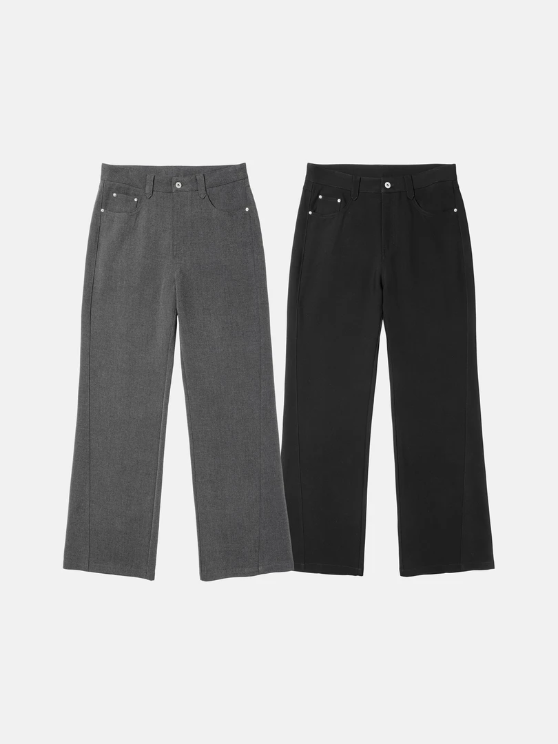 Hobkirk 25SS 天丝羊毛TR混纺 立体剪裁垂感A字宽松直筒铆钉西裤