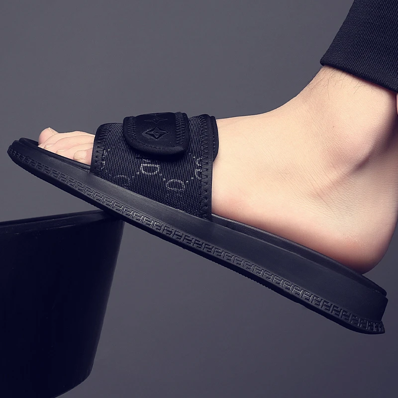 希敦纽勒运动一字拖鞋夏季百搭魔术贴软底室内室外厚底凉拖鞋男潮