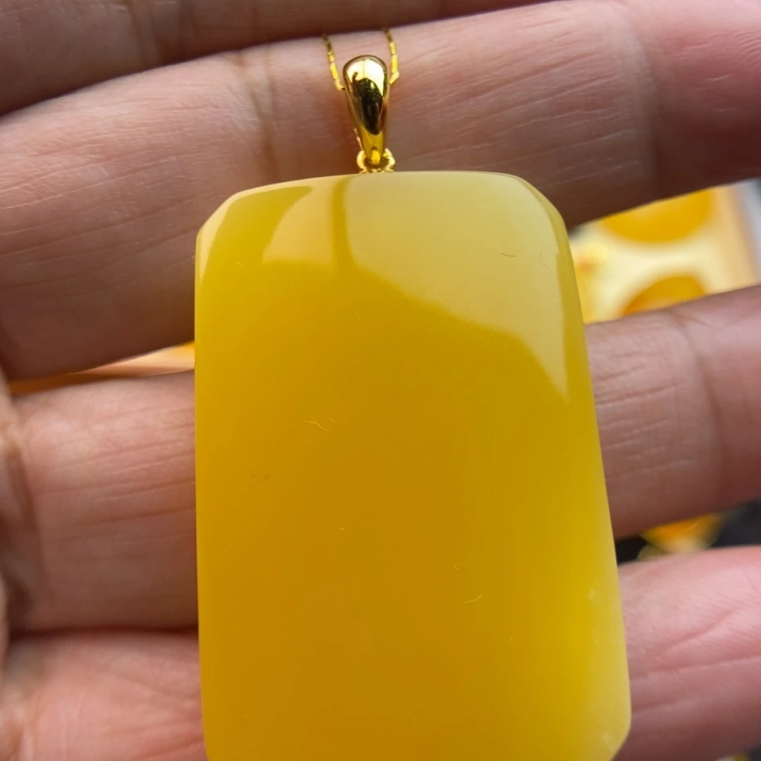 琥珀颈饰银S925镀金镶嵌