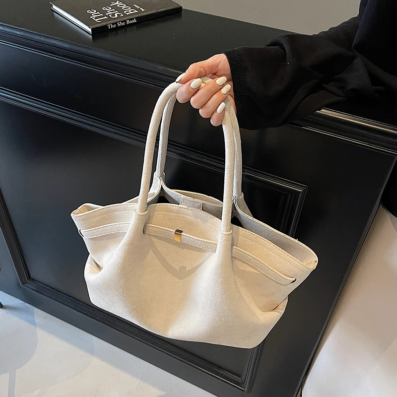 麂皮绒腋下大包包女2024新款秋冬百搭托特包送女友复古通勤单肩包