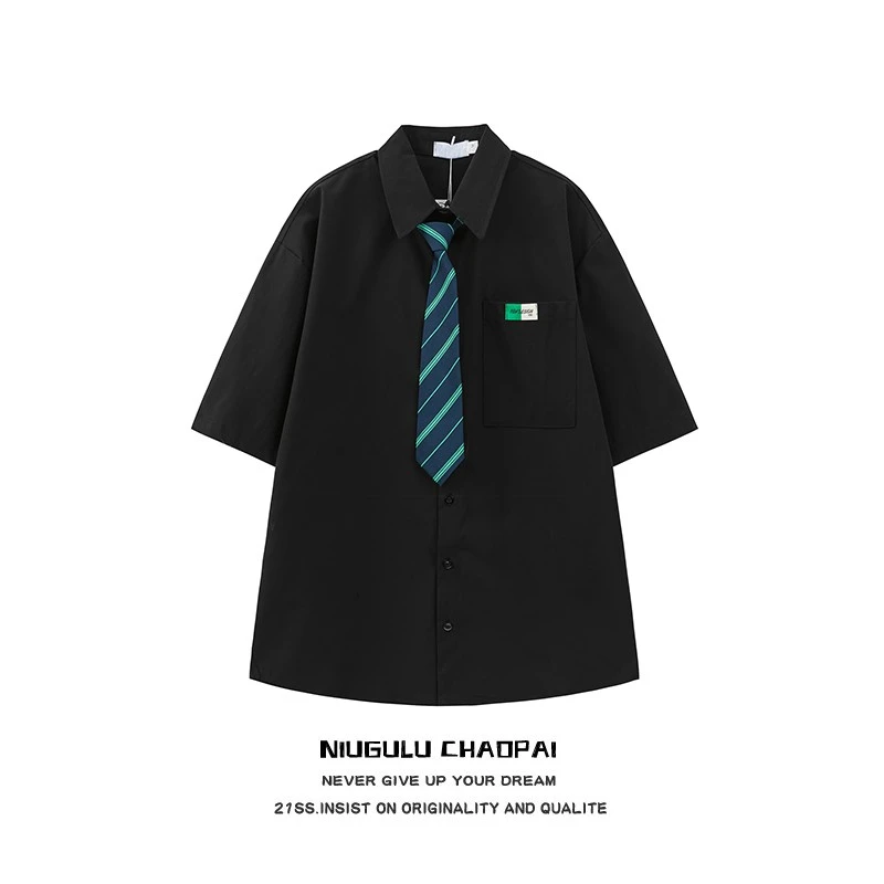 NIUGULU.24SS潮牌时尚流行个性青春小众简约翻领设计感学院风衬衫