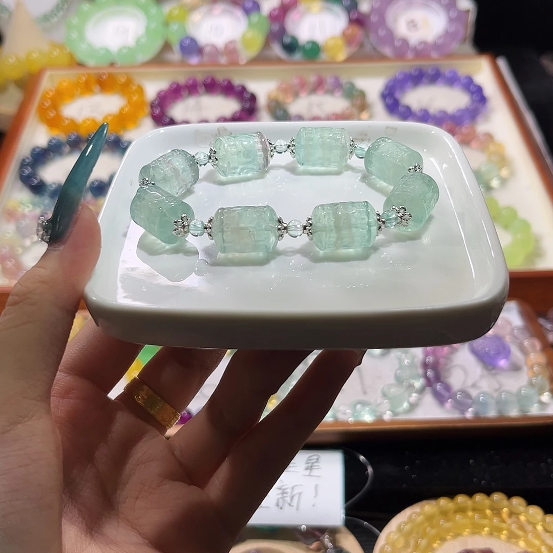 未镶嵌手链萤石曼波滚筒