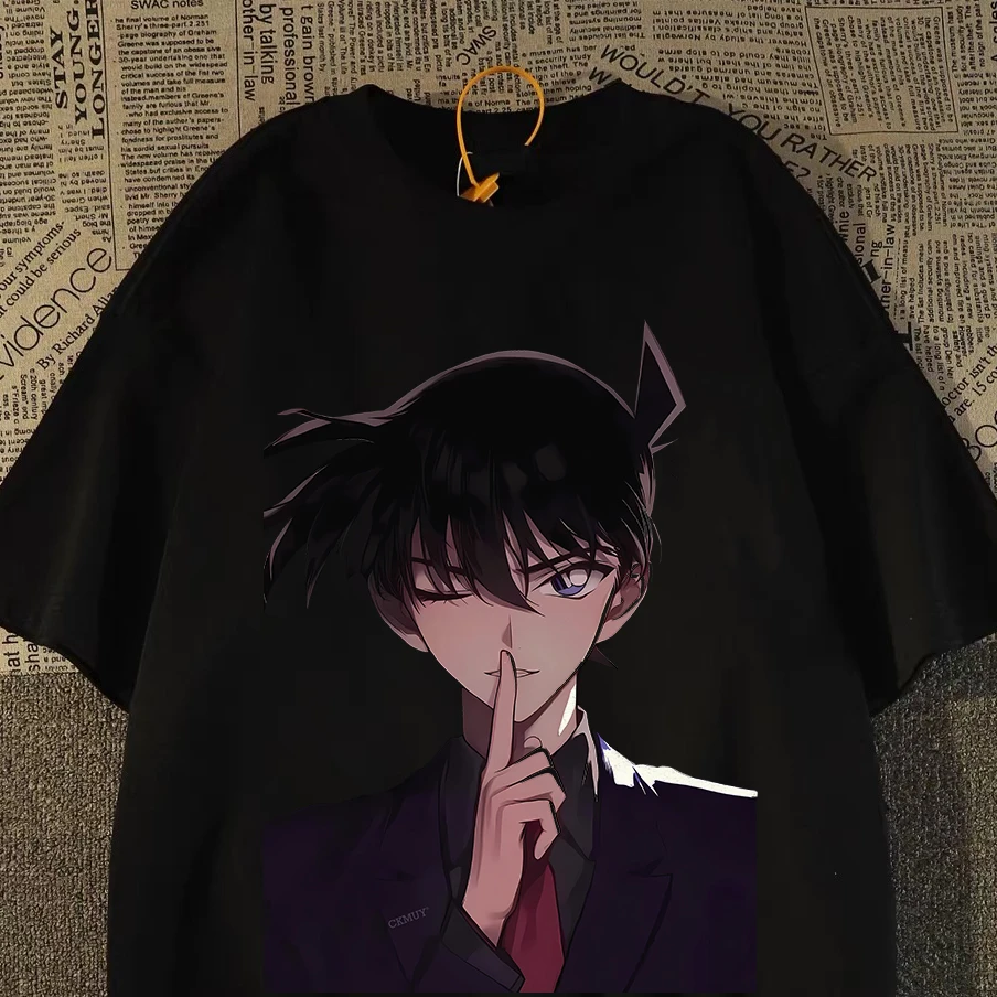 100%重磅纯棉短袖T恤男女同款夏季休闲日系柯南宽松男士装半袖ZN1