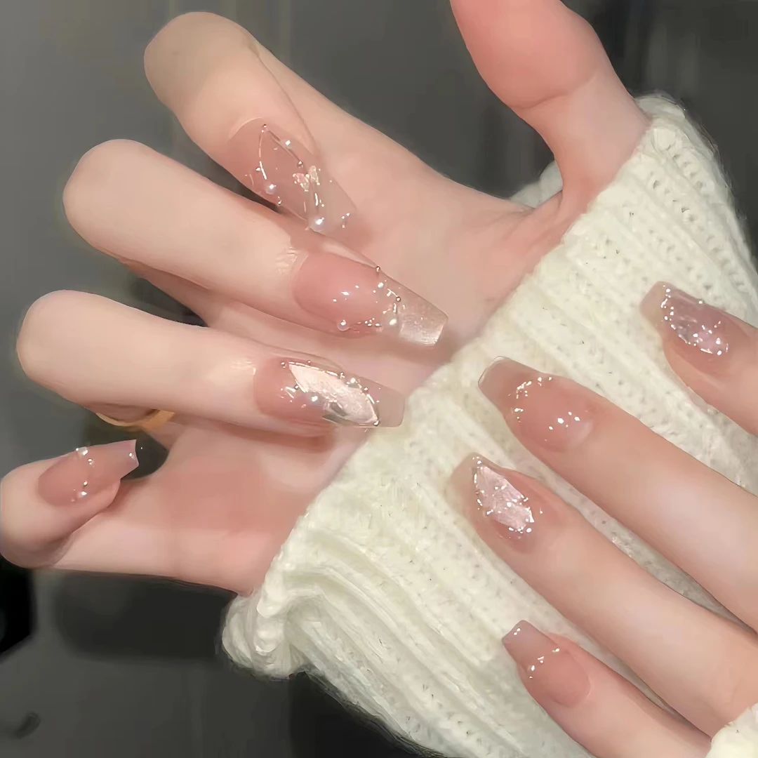 【仲夏之梦】纯手工猫眼穿戴甲美甲贴穿戴式光疗甲冰透渐变四季款