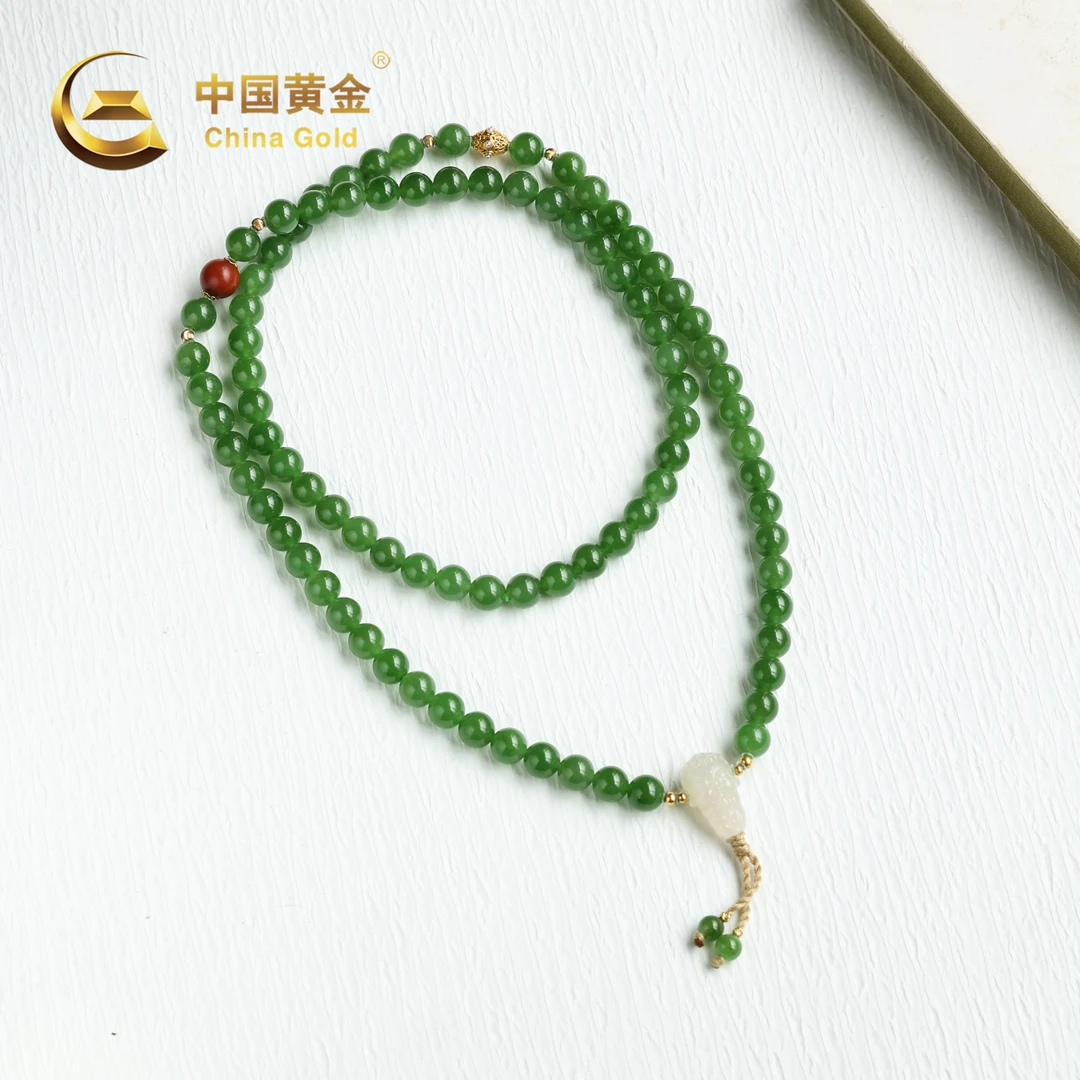 【中国黄金】萍沁 | 和田玉*项链*18k金镶嵌-X2886-Y