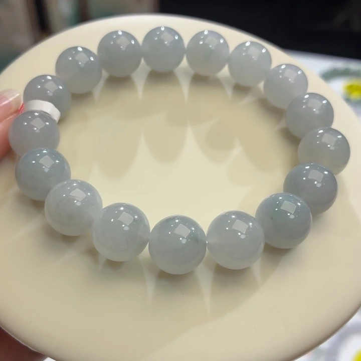翡翠未镶嵌手链冰胶蓝飘卡12.2