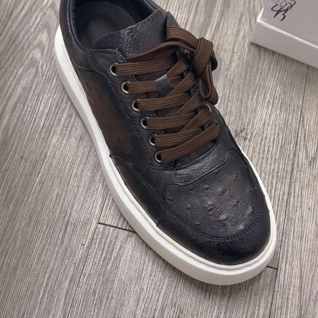 织物咖啡色鸵鸟板鞋40