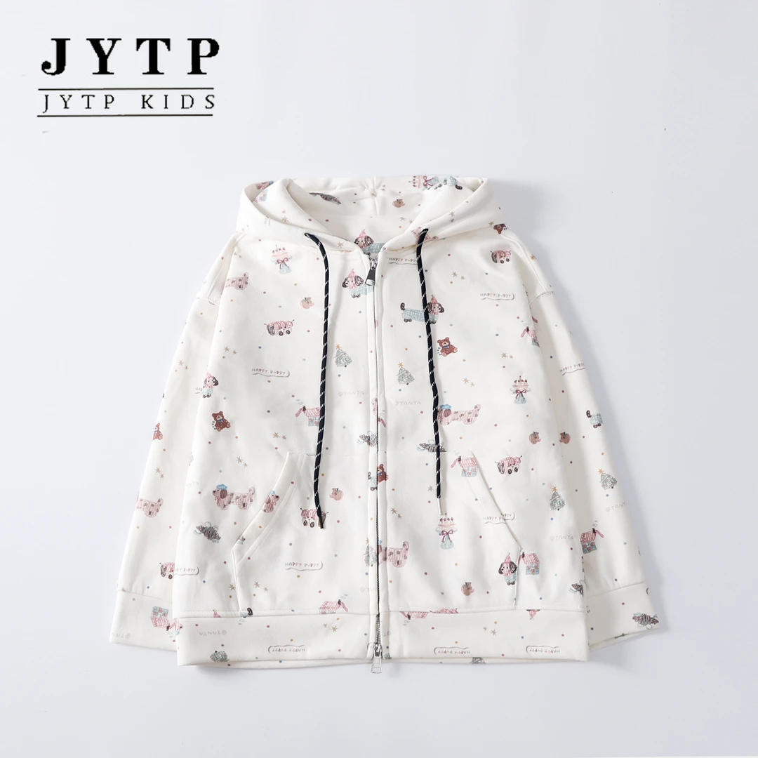 秋季新款女大童连帽外套儿童拉链衫百搭时尚宽松zb6083简约童品