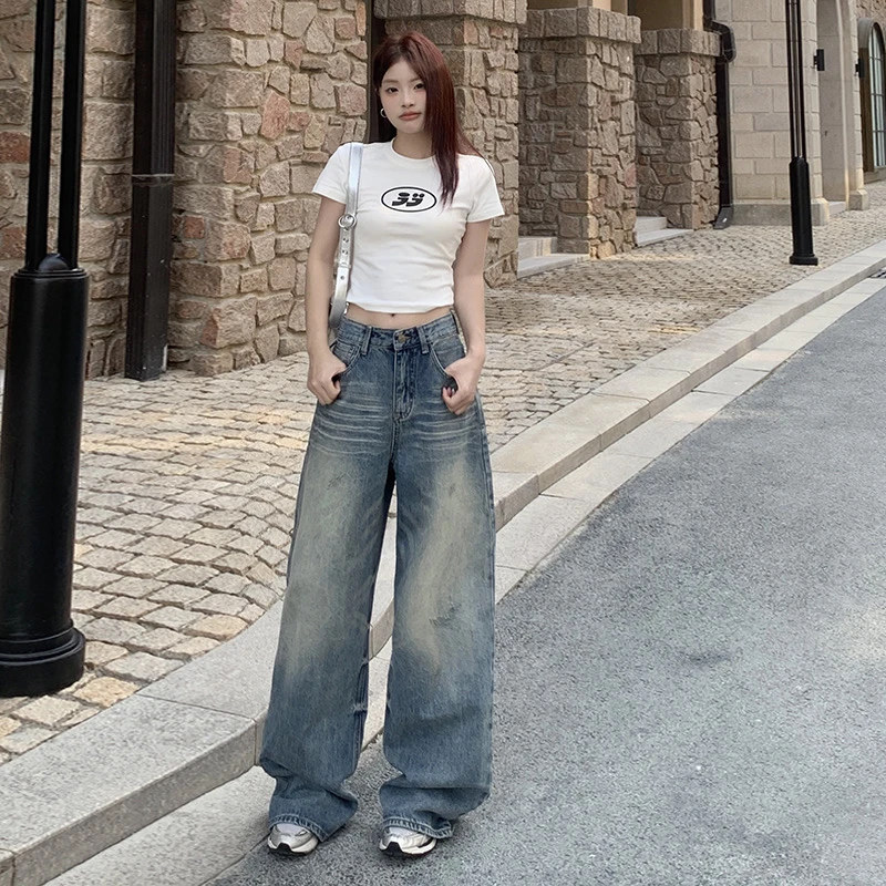 品退拉黑【孤品微瑕】牛仔长裤女百搭显瘦复古春秋春秋高腰夏季