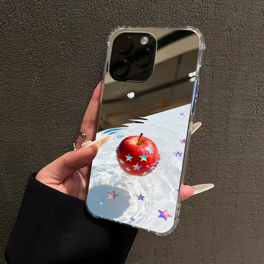 轻奢星星和红苹果12适用iPhone16苹果17promax手机壳14镜面15软13