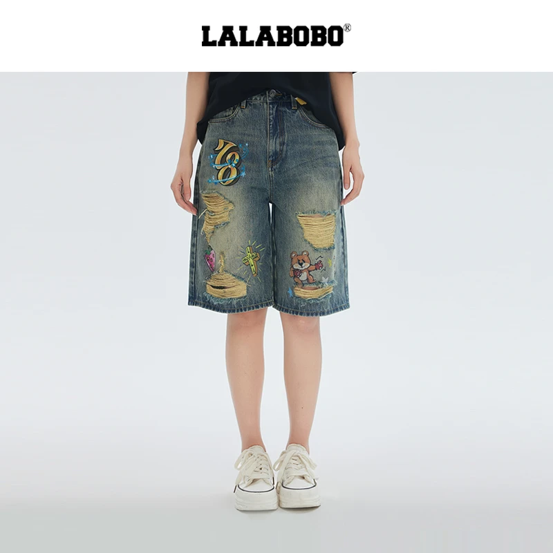 武汉LALABOBO新款小熊破洞短裤LBEB-WXZD22商场同款